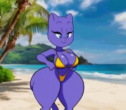 1girls 2d animated anthro anthro_on_anthro ass beach big_ass big_breasts big_butt big_thighs bikini bikini_bottom bikini_top blue_eyes bouncing_ass breasts cat_ears cat_girl cat_humanoid cat_tail catgirl female fur furry furry_only huge_ass huge_breasts huge_butt humanoid loop smile smiling tagme tansau thick_ass thong v-string video voluptuous yellow_bikini