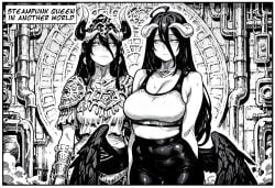 1girls ahoge ai_assisted ai_generated albedo_(overlord) black_and_white black_hair black_wings bra breasts breats eyebrows eyelashes eyes eyeshadow feathered_wings feathers female glowing_eyes hires horns large_breasts long_hair low_wings makeup manga overlord_(maruyama) patreon pipe pipes queen sexually_suggestive sfw sports_bra sportswear stable_diffusion standing steampunk succubus succubus_horns tagme thaisalon thick_thighs thighs tight_clothing white_horn white_horns wings yellow_eyes yoga_pants