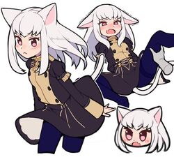 1girls blush cat_ears catgirl do_m_kaeru female fire_emblem fire_emblem:_three_houses flat_chest garreg_mach_monastery_uniform holding_leg_up leggings lysithea_von_ordelia nintendo skirt skirt_flaring source_larger tail_under_skirt