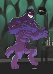 anthro bernard_(ok_k.o.!_lbh) boner canid canine cartoon_network ejaculation erection genitals hi_res jazzwolf male male_only mammal muscular nude ok_k.o.!_let's_be_heroes penis solo teeth were werecanid werecanine werewolf