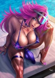 1futa balls big_breasts big_penis bikini bimbo bimbo_futanari blue_eyes breasts bulge chinbotsu clothed clothing cock_ring dickgirl erect_nipples erection_under_clothes final_fight futa_balls futa_only futanari high-angle_view high_heels human light-skinned_futanari light_skin long_fingernails long_hair long_nails mostly_nude narrowed_eyes nipple_bulge pale_skin penis pink_hair plump_lips poison_(final_fight) poison_(street_fighter) purple_hair purple_nails seductive seductive_eyes seductive_look seductive_mouth seductive_smile sharp_fingernails sitting solo stiletto_heels street_fighter sweat toned_legs water wet