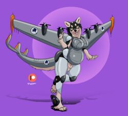 1futa absurd_res aerofur aircraft animal_genitalia anthro balls belly breasts fully_sheathed furry futanari genitals gynomorph hi_res intersex living_aircraft living_machine living_vehicle machine pregnant sheath solo_futa vehicle