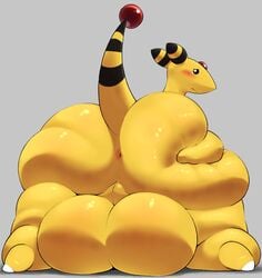 ampharos anthro anus ass balls bent_over big_balls big_butt blush bubble_butt embarrassed genitals hand_on_butt hi_res huge_balls huge_butt looking_at_viewer looking_back male nintendo nude pokémon_(species) pokemon pokemon_(species) presenting presenting_hindquarters raised_tail rear_view silicon_chub solo thick_thighs video_games yellow_body