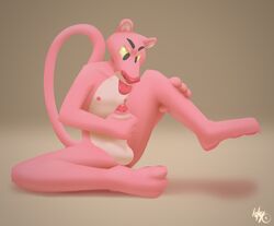 anthro balls domestic_cat erection felid feline felis foreskin genitals handjob hi_res ickyfig male mammal masturbation nipples pantherine penile penis pink_panther pink_panther_(series) sex simple_background sitting solo spread_legs spreading tongue tongue_out toony