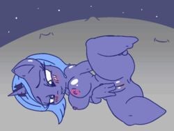 4:3 animated anthro anthrofied blush breasts cleft_of_venus equid equine female friendship_is_magic fur furry furry_only genitals happy hasbro horn mammal masturbation moon my_little_pony nipples nude princess_luna_(mlp) pussy short_playtime snus-kun solo unicorn