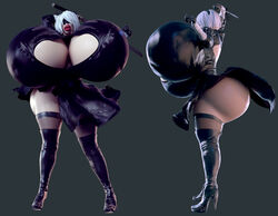3d ass big_ass big_breasts big_lips bimbo blindfold breasts enormous_breasts fat_ass female gigantic_breasts high_heel_boots high_heels huge_ass huge_breasts huge_lips hyper hyper_bimbo hyper_breasts hyper_lips jackd22 nier nier:_automata nier_(series) wide_hips yorha_2b