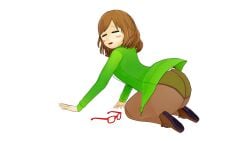 3d bent_over big_ass blind blush brown_hair glasses hiderlink20 koikatsu nikki_(swapnote) nintendo no_background panties pantyhose upskirt