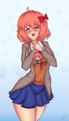 1female 1females 1girl 1girls ass ass_bigger_than_torso ass_focus back_view big_ass big_breasts blue_eyes breasts coral_pink_hair doki_doki_literature_club female female_focus female_only girl girl_focus girl_only hips hips_wider holding_plushie iang_art large_ass plushie red_bow sayori_(doki_doki_literature_club) thick_ass thick_thighs thighs thighs_bigger_than_torso wide_ass wide_hips wide_thighs