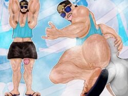 2boys 2d 2d_(artwork) anon anonymous_male areolae armpits arms_behind_head artist_logo ass back_view backwards_baseball_cap bara barely_clothed baseball_cap beard big_ass big_butt big_penis butt crop_top duo faceless_character faceless_male facial_hair feet flip_flops fortnite fortnite:_battle_royale gay gay_rimjob grey-skinned_male grey_skin hairy hairy_armpits hairy_arms hairy_ass hairy_butt hairy_legs hairy_male hand_on_another's_head hands_behind_head hunkyhuesnsfw light-skinned_male light_skin looking_at_viewer looking_back male male/male male_only mouth_open muscular muscular_male nipples pecs penis penis_sticking_out presenting presenting_ass presenting_butt presenting_hindquarters rimjob rimming rimming_male shaka_sign shorts shoving_face_in_ass showing_ass showing_butt showing_off standing sunglasses sweaty sweaty_ass sweaty_body sweaty_butt sweaty_feet sweaty_male tanktop thor_odinsson_(fortnite) tongue tongue_out two-tone_hair watermark