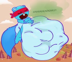 anthro belching big_belly blue_fur burping digestion fatal_vore flying flying_squirrel furry happy_tree_friends hero htf male male_focus male_pred mask mass_vore mondo_media splendid splendid_(htf) squirming squirming_gut squirrel sugarrodent vore vore_belly