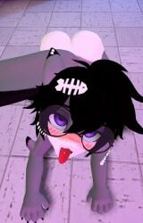 big_ass cat_ears cock_hungry fins glasses on_hands_and_knees purple_eyes sabrean shark shark_fin shark_girl shark_tail tounge_out vrchat vrchat_avatar vrchat_model