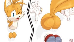 ass fox_boy seen023hey sega sonic_(series) sonic_the_hedgehog_(series) stuck_in_wall tails_the_fox