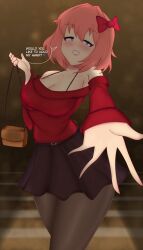 1female 1females 1girl 1girls ass ass_bigger_than_torso ass_focus back_view big_ass big_breasts black_skirt blue_eyes breasts coral_pink_hair doki_doki_literature_club female female_focus female_only girl girl_focus girl_only hips hips_wider iang_art large_ass pantyhose red_bow red_shirt sayori_(doki_doki_literature_club) shirt skirt thick_ass thick_thighs thighs thighs_bigger_than_torso wide_ass wide_hips wide_thighs