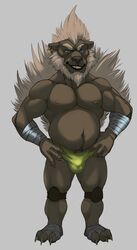 2017 3_toes 4_fingers anthro bandaged_arm bandaged_foot belly big_biceps big_muscles big_triceps blue_ears bristol brown_arms brown_belly brown_body brown_chest brown_claws brown_ears brown_face brown_feet brown_fingers brown_fur brown_hands brown_legs brown_neck brown_nose brown_pawpads brown_pubes brown_toes bulge cheek_tuft chin_tuft claws clothed clothed_anthro clothed_male clothing colored digital_drawing_(artwork) digital_media_(artwork) ear_tuft ears_aside eyebrows facial_tuft feet fingers front_view full-length_portrait fur genital_outline gold_(metal) gold_jewelry gold_ring grey_background hand_on_hip head_tuft hi_res huge_muscles huge_pecs humanoid_hands hybrid jewelry knee_pads looking_forward male male_anthro mammal manly muscular navel nipples open_mouth open_smile pawpads penis_outline pink_nipples plantigrade porcupine portrait rodent serratus shaded simple_background skimpy smile solo standing tan_beard tan_eyebrows thick_neck toes topless topless_anthro topless_male tuft ursid wrestler wrestling_briefs zac_(bristol)