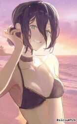 1girls 2d 2d_(artwork) 2d_artwork beach belly bikini bikini_only bikini_top black-haired_female black_bikini black_bikini_top black_choker black_hair black_swimsuit black_swimwear blue_sky breasts chainsaw_man choker cleavage clouds coast collarbone day daylight daytime digital digital_art digital_drawing digital_drawing_(artwork) digital_media digital_media_(artwork) drawing dripping_wet elbows exposed eyebrows_visible_through_hair female female_focus female_only fingers from_front front_view green-eyed_female green_eyes grin grinning grinning_at_viewer hair_between_eyes hair_bun half_naked half_nude halterneck hand_on_hair hand_on_head hand_on_own_hair hand_on_own_head head_tilt high_resolution highres horizon lean_figure looking_at_viewer midriff naked naked_female naked_woman narrow_waist nude nude_female nudity ocean outdoor outdoor_nudity outdoors outside parted_lips partially_undressed petite petite_body petite_breasts petite_female petite_girl petite_tits posing posing_for_the_viewer reze_(chainsaw_man) russian russian_girl sand sea seaside semi_nude shoulders sidelocks sky slender_body slender_waist slim_female slim_waist small_boobs small_breasts small_tits smile smiley_face smiling smiling_at_viewer soaked solo standing swimsuit swimwear three-quarter_view tilted_head tiny_breasts top_view touching_hair touching_head upper_body water wet wet_bikini wet_body wet_breasts wet_face wet_hair wet_skin wet_swimsuit