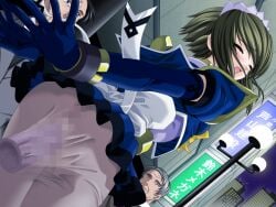 1girl 2000s_(style) 2boys ass bdsm blush bondage bound bound_wrists building censored closed_eyes cuffs dildo dutch_angle elbow_gloves ellenis exhibitionism game_asset gloves green_hair grey_hair hetero magical_girl mahou_senshi_(series) mahou_senshi_princess_tear maid maid_headdress mosaic_censoring multiple_boys night non-web_source object_insertion official_art open_mouth pantyhose parted_lips public_indecency public_nudity pussy_juice saitou_natsuki self-datamine sex_toy short_hair skirt solo_focus tears upskirt vaginal vaginal_object_insertion variant_set vibrator visual_novel_cg wince