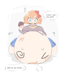 absorption_vore belly_transformation doki_doki_literature_club huge_ass huge_belly huge_breasts hyper_ass hyper_belly natsuki_(doki_doki_literature_club) o-bisu sayori_(doki_doki_literature_club) soft_vore vore