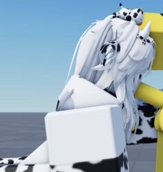 1boy1girl 1female 1girl 1male 3d artist_request baseplate cow_girl roblox roblox_studio robloxian tagme white_fur white_hair yellow_body