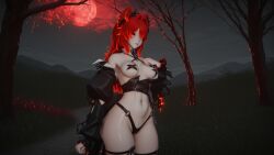 1girls 3d ai_generated arknights:_endfield dressed horns laevatain_(arknights:_endfield) red_hair