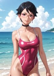 1girls 2d ai_generated areolae armpit bare_arms big_breasts bikini bikini_bottom bikini_top black_eyes black_hair boruto:_naruto_next_generations chest curvy curvy_figure cute cute_face detailed eyelashes eyeshadow female female_only fit fit_female focus hair high_quality large_breasts legs light-skinned_female light_skin lips lipstick looking_at_viewer makeup mascara medium_breasts naruto naruto_(series) nero100 outdoors outside pale-skinned_female pale_skin perky_breasts petite petite_body petite_female posing sarada_uchiha seductive seductive_look short_hair skinny skinny_girl stable_diffusion swimsuit swimwear tagme teenager thighs thin_waist tits twintails