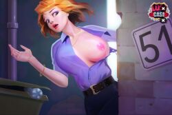 1girls big_breasts blonde_hair blue_eyes breasts business_woman exhibitionism exposed_breasts female game_cg garbage hooligapps lustcase makeup open_mouth pink_nipples public running skinny skinny_female street surprised v2.lustcase white_body
