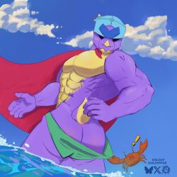 ass_focus bara brawl_stars dinosaur furry gay male male_only muscular_male pierce_(brawl_stars) speedo