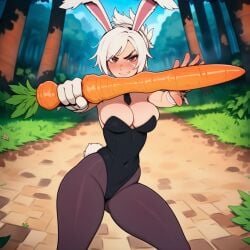 1girls ai ai_assisted ai_generated bunny_costume bunny_ears bunny_girl bunnysuit carrot confident league_of_legends moments_before_disaster pantyhose prussia123 riven sexy sexy_body sexy_clothing sexy_female solo solo_female solo_focus