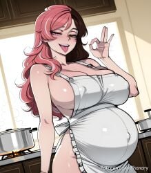 1female 1girl 1girls 2026 absurdres aesthetic ai_generated alternate_breast_size anime anime_style apron artist_name bare_shoulders beautiful beautiful_female beautiful_girl big_ass big_belly big_breasts bitch blurred_background blush blush_lines blushing blushing_female breasts brown_eyes brown_hair bubble_ass bubble_butt cleavage collarbone cooking cooking_pot covered_navel covered_nipples curvy curvy_body curvy_female curvy_figure curvy_hips curvy_thighs cute cute_face digital_art digital_painting dutch_angle fellatio_gesture frilled_apron frying_pan half-closed_eyes handjob_gesture heterochromia high_quality highres huge_breasts indoors jewelry kitchen large_ass large_breasts line_art long_hair looking_at_viewer manga_style multicolored_hair multiple_panels naked_apron naughty_face neo_(rwby) neopolitan_(rwby) ok_sign open_mouth oral_invitation patreon patreon_link patreon_logo patreon_username phanary pink_eyes pink_hair pregnant prostitute prostitute_clothes prostitutes prostitution rooster_teeth rwby sexy sexy_body sexy_female sexy_pose shiny_skin sideboob slut smile soft_shading solo solo_focus split-color_hair standing stove teeth thick tongue tongue_out two-tone_hair upper_teeth_only viz_media web_address white_apron window