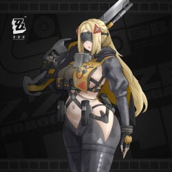 1girls big_breasts blonde_hair body_armor breasts busty clothing colored_nails female female_only front_view gun huge_breasts large_breasts long_nails looking_at_viewer painted_nails pink_nails rifle sniper sniper_rifle soldier solo svencorvus thick_thighs thunder_thighs trigger_(zenless_zone_zero) visor weapon wide_hips zenless_zone_zero