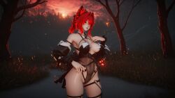 1girls 3d ai_generated arknights:_endfield dressed horns laevatain_(arknights:_endfield) red_hair