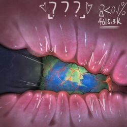 absurd_res anthro felid female fur gameoverse genitals giga glitch_productions hi_res kit_(gameoverse) kit_bodega macro mammal micro musk solo ti-suger unbirthing vaginal vore vulva