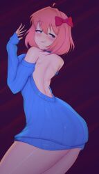 1female 1females 1girl 1girls ass ass_bigger_than_torso ass_focus back_view big_ass big_breasts blue_eyes breasts coral_pink_hair doki_doki_literature_club female female_focus female_only girl girl_focus girl_only hips hips_wider iang_art large_ass red_bow sayori_(doki_doki_literature_club) thick_ass thick_thighs thighs thighs_bigger_than_torso wide_ass wide_hips wide_thighs