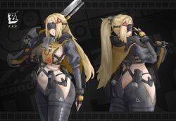 1girls ass big_ass big_breasts blonde_hair body_armor breasts bubble_butt busty clothing colored_nails fat_ass female female_only front_view gun huge_ass huge_breasts large_ass large_breasts long_nails looking_at_viewer looking_back painted_nails pink_nails rear_view rifle sniper sniper_rifle soldier solo svencorvus thick_ass thick_thighs thunder_thighs trigger_(zenless_zone_zero) visor weapon wide_hips zenless_zone_zero
