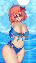1female 1females 1girl 1girls ass ass_bigger_than_torso ass_focus back_view beach beach_background big_ass big_breasts bikini blue_bikini blue_bra blue_eyes blue_panties bra breasts coral_pink_hair doki_doki_literature_club female female_focus female_only girl girl_focus girl_only hips hips_wider iang_art large_ass panties red_bow sayori_(doki_doki_literature_club) thick_ass thick_thighs thighs thighs_bigger_than_torso wide_ass wide_hips wide_thighs