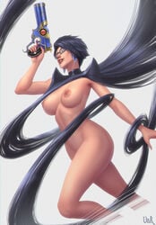 bayonetta bayonetta_(character) bayonetta_2 breasts female glasses lipstick mostly_nude nipples solo tagme ullr