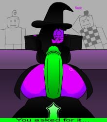 2d 2d_(artwork) 2d_artwork ass background_character background_characters big_ass big_butt big_penis blush blushing boobs breasts butt buttocks clothed clothes cock dick fang fangs fangs_out ferman ferman_(robloxian) green_body green_penis green_skin grinding grinning_at_partner hair hat impending_sex long_penis original original_character original_characters penis pink_body pink_skin roblox robloxian shocked shocked_expression shocked_eyes surprised surprised_expression suspicious text thick thick_penis under_the_table witch witch_costume witch_hat