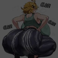 ai_generated blonde_female blonde_hair clapping_cheeks dokibird female flare_pants huge_ass huge_breasts shorter_than_30_seconds sound tagme tank_top twerking video vtuber