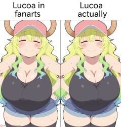 absurd_res absurdres ai_generated big_breasts blue_hair blush blushing breasts breasts_bigger_than_head closed_eyes dragon female female_focus funny green_eyes hat hentai hi_res high_quality high_resolution highres horns kobayashi-san_chi_no_maidragon lucoa lucoa_(maidragon) maid massive_breasts meme multicolored_eyes multicolored_hair pants perfect_body perfect_boobs perfect_legs pov purple_eyes quetzalcoatl_(dragon_maid) sawahebi seductive seductive_look seductive_pose seductive_smile shorts smile smiling smiling_at_viewer tank_top viewer_pov voluptuous voluptuous_female white_background white_body white_hair yellow_hair