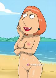ai_animated ai_assisted ai_edit ai_generated ai_video animated beach blue_sky breasts caucasian cloud daytime earring family_guy female fur_reaper hand_on_face lois_griffin looking_at_viewer morning nipples nude nude_female nude_on_the_beach outdoors pussy red_hair sand sea short_hair solo solo_focus standing tagme talking_to_viewer vagina video waving_hand
