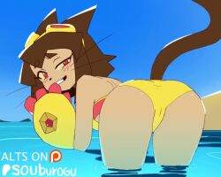 1girls 2026 2d animated anthro ass ass_focus bikini biting_lip biting_own_lip blush blush_lines blushing_female brown_hair cat_ears cat_tail catgirl feline female furry furry_female furry_only gameoverse goggles goggles_on_head hair kit_(gameoverse) kit_bodega looking_at_viewer looking_back looking_back_at_viewer loop red_eyes shaking_ass shorter_than_10_seconds shorter_than_30_seconds solo souiruno sound swimwear tagme tail video water