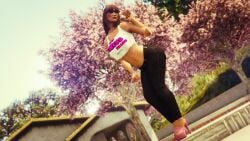 1girls 3d 3d_(artwork) 3dcg absurd_res absurd_resolution absurdres bare_shoulders beautiful_woman black_jeans brown-haired_female cinematic_lighting collarbone edited_screencap female_focus female_only game_cg glasses grand_theft_auto grand_theft_auto_online gta_online_female_character happy_female high_heels high_quality high_resolution highres hyperspacedude jeans leaning_hips leaning_to_the_side long-haired_female mature_woman pink_high_heels rockstar_editor rockstar_games source_request text tight_jeans tube_top tubetop uninterested uninterested_female wave