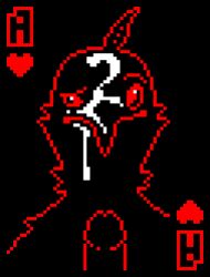 2026 ambiguous_gender anthro avian beak bird bodily_fluids card cum cum_on_beak cum_on_face cum_on_neck digital_media_(artwork) duo einin feathered_crest feathers genital_fluids genitals head_crest heart_symbol hi_res humanoid_genitalia humanoid_penis male penis pixel_(artwork) playing_card