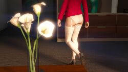 1girls 3d 3d_(artwork) 3dcg absurd_res absurd_resolution absurdres ass ass_cleavage ass_focus black_high_heels disinterested edited_screencap emotionless emotionless_female female_focus female_only flowers game_cg grand_theft_auto grand_theft_auto_online gta_online_female_character high_heels high_quality high_resolution highres large_ass mattiejas mature_female mature_woman red_coat rockstar_editor rockstar_games source_request stockings strutting thighhighs underwear uninterested uninterested_female walking walking_away white_stockings white_thighhighs white_underwear