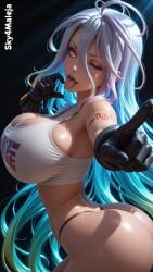 ai_generated ass big_breasts bimbo_body bimbofication focus no_game_no_life round_ass round_butt sexy sexy_pose shiro_(no_game_no_life) sideboob sky4maleja solo tank_top