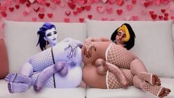 2futas 3d 3d_(artwork) 3d_model 3d_render anus ass balls ballsack big_penis black_hair black_stockings blue_body blue_hair blue_skin breasts brown_body butt domina earrings erect_futa erect_penis erection futa_only futa_sans_pussy futanari gtmtr huge_balls huge_cock naked naked_futa nipples nyl_widowmaker overwatch overwatch_2 penis ponytail pose self_upload stockings tied_hair uncircumcised white_stockings widowmaker