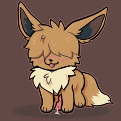 1:1 black_nose blush bodily_fluids brown_background brown_body brown_ears brown_fur brown_inner_ear brown_tail canid canine cum drippy eevee erection feral feralsoren fluffy fox fur genital_fluids genitals knot male male_only mammal nintendo nude penis pink_penis pokémon_(species) pokemon precum precum_on_ground sandy_(eevee) simple_background solo standing tongue tongue_out video_games