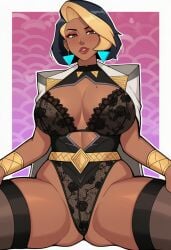 ai_generated breedable brown_skin dark-skinned_female domina hereticus huge_breasts indian indian_female lingerie mole_on_breast overwatch vaira_singhania wide_hips wide_thighs