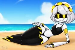 ai_generated beach female female_only murder_drones novelai solo_female swimsuit v_(murder_drones)
