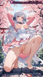 1girls 2025 ai_generated ass_visible_through_thighs barefoot big_breasts blush breasts breasts_apart breasts_out clitoris dress erect_nipples esri_tuatha_de feet fish foot_fetish genitals hard_nipples hi_res highres kneeling legs long_hair looking_at_viewer medium_breasts natsuyoru nipples no_panties patreon pussy pussy_juice shaved_vagina solo squatting the_worlds_finest_assassin_gets_reincarnated_in_another_world_as_an_aristocrat thighs tight_pussy uncensored vagina voluptuous voluptuous_female vulva waist_apron