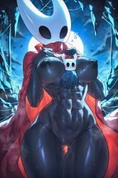 1boy abs ai_generated arthropod_girl ass_visible_through_thighs backlighting between_breasts biceps black_eyes black_skin blank_eyes blush breast_suppress breasts bug cape cleft_of_venus cloak cloud cloudy_sky colored_skin covered_face cowboy_shot crack curvy dark-skinned_female dark_nipples dark_skin dripping facing_viewer female flying_sweatdrops glowing groin hands_on_own_chest hands_up high_collar hollow hollow_eyes hollow_knight hollow_knight:_silksong hornet hornet_(hollow_knight) horns huge_breasts knight large_areolae large_breasts linea_alba looking_at_viewer looking_down mask ministro monster_girl muscular muscular_female muscular_male naked_cape naked_cloak narrow_waist navel nipples nude obliques orange_sky outdoors puffy_nipples pussy pussy_juice self_upload shiny_skin silk silksong sky spider_web standing steam steaming_body stomach sun sunset sweat sweatdrop the_knight_(hollow_knight) thick_thighs thigh_gap thighs toned very_sweaty wet wide_hips